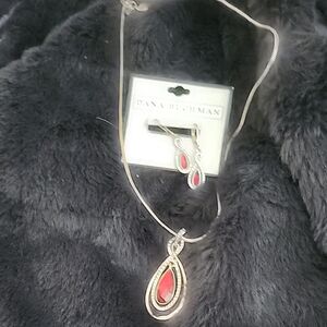 Dana Buchman Red and Silver Necklace Set